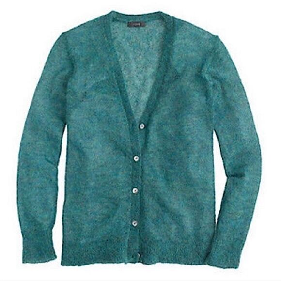J. Crew Kid Mohair Button Down Sweater Cardigan in Emerald Size XS - Picture 1 of 9